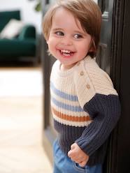 Baby-Jumper with Colourful Stripes & Buttoned Shoulder for Baby Boys