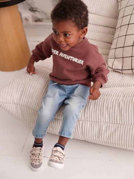 Sweatshirt for Baby Boys bordeaux red+denim blue 