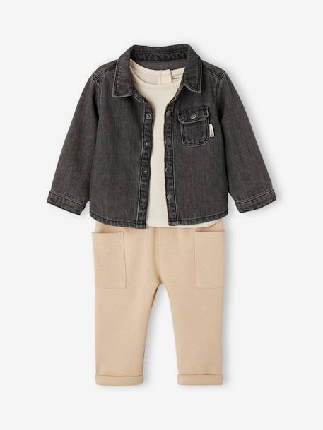 Shirt + Top + Trousers Combo for Babies denim grey 