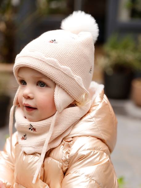 Beanie + Snood + Mittens Set for Baby Girls sand beige 