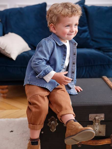 Denim Shirt with Press Studs for Babies stone 