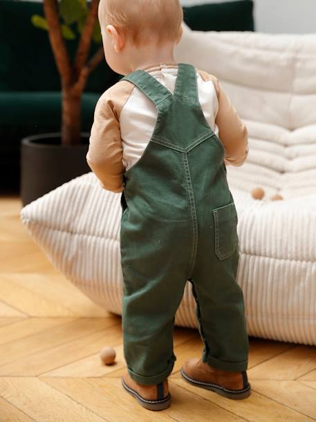 Top + Dungarees Outfit for Baby Boys fir green 