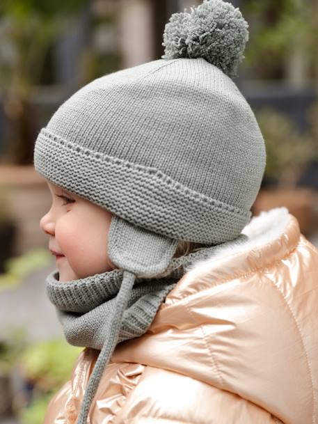 Beanie + Snood + Mittens Set for Baby Boys, Basics aqua green+grey blue 