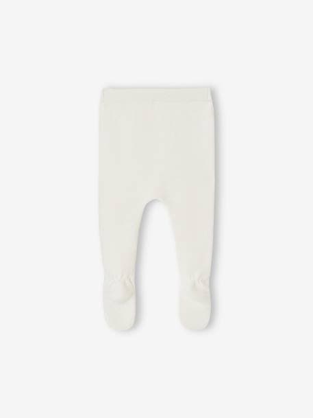 Footed Trousers in Cotton/Wool Knit marl beige+white 