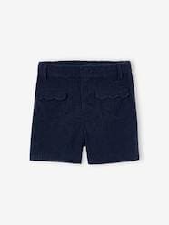 -Corduroy Shorts with Scalloped Pockets, for Girls