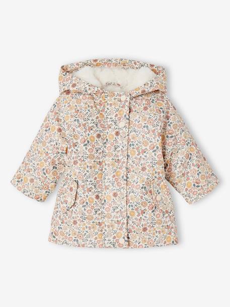 Floral Hooded Raincoat, Lined, for Baby Girls printed pink 