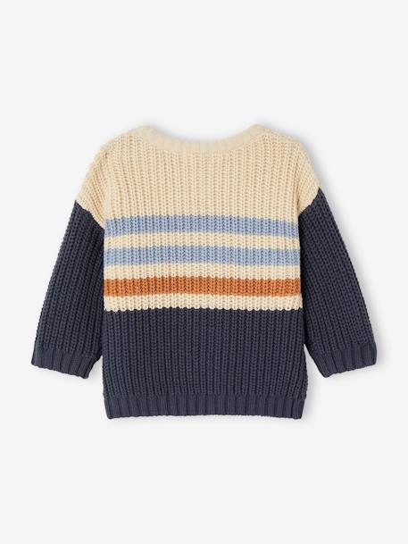 Jumper with Colourful Stripes & Buttoned Shoulder for Baby Boys slate blue 