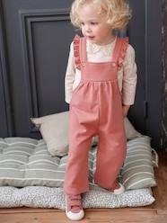 Fleece Dungarees, Ruffled Straps, Organic Cotton, for Babies