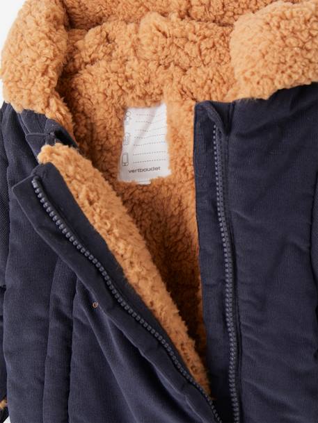 Velour Pramsuit, Sherpa Lining, for Babies navy blue 