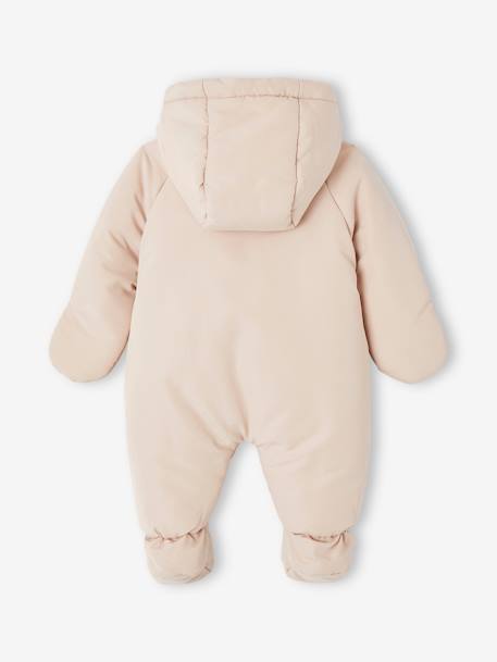 Bear Pramsuit with Full-Length Double Opening for Babies beige+chocolate 