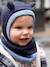 Two-Tone Hood + Snood + Mittens Set for Baby Boys navy blue 