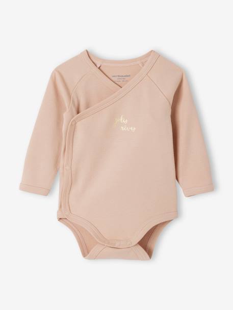 Pack of 5 Long Sleeve Bodysuits in Organic Cotton for Newborn Babies vanilla 