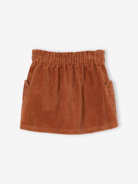 Corduroy Skirt with Heart Pockets for Girls cinnamon+mauve 