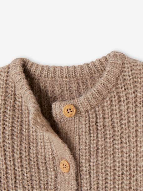 Jacket in Very Soft Thick Knit for Babies marl brown 