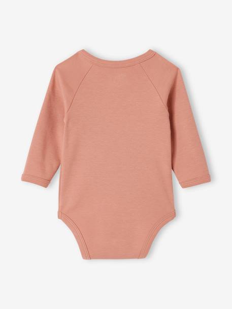 Pack of 2 Long Sleeve Bodysuits in Organic Cotton for Newborn Babies cappuccino+pale blue+rose 