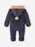 Velour Pramsuit, Sherpa Lining, for Babies navy blue 