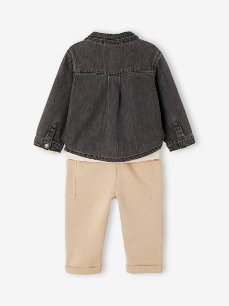 Shirt + Top + Trousers Combo for Babies denim grey 