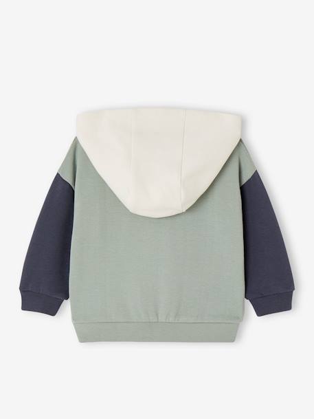 Hooded Colourblock Jacket in Fleece, for Babies sage green 