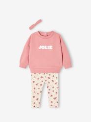 -Sweatshirt + Leggings + Headband Ensemble for Baby Girls