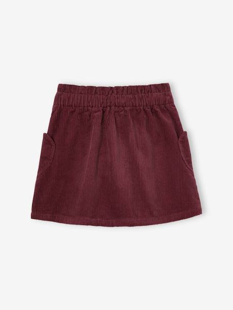 Corduroy Skirt with Heart Pockets for Girls cinnamon+mauve 