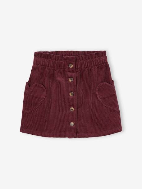 Corduroy Skirt with Heart Pockets for Girls cinnamon+mauve 