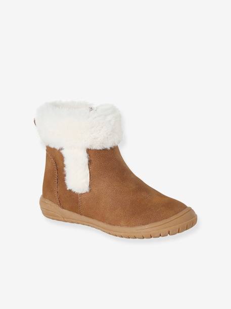 Furry Ankle Boots for Girls brown 