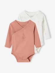 -Pack of 2 Long Sleeve Bodysuits in Organic Cotton for Newborn Babies