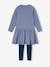 Fleece Dress & Rib Knit Leggings for Girls blush+grey blue 