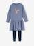 Fleece Dress & Rib Knit Leggings for Girls blush+grey blue 