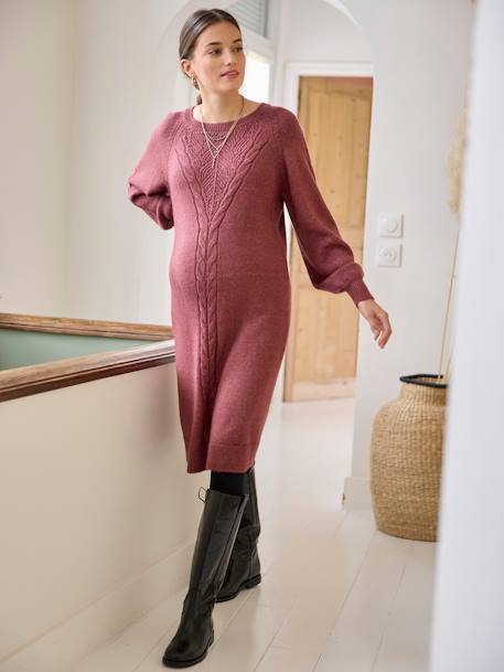 Fancy Knit Sweater Dress for Maternity dusky pink 