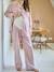 2-Piece Pyjamas in Striped Flannel & Hearts Motifs nude pink 