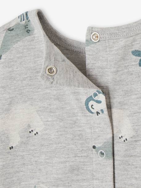 Long Sleeve Top with Polar Animals Motifs for Babies marl grey 