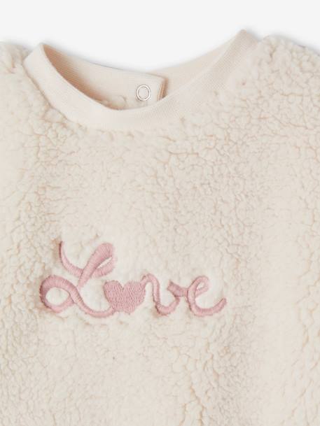 Sherpa Sweatshirt with Love Embroidery, for Babies ecru 