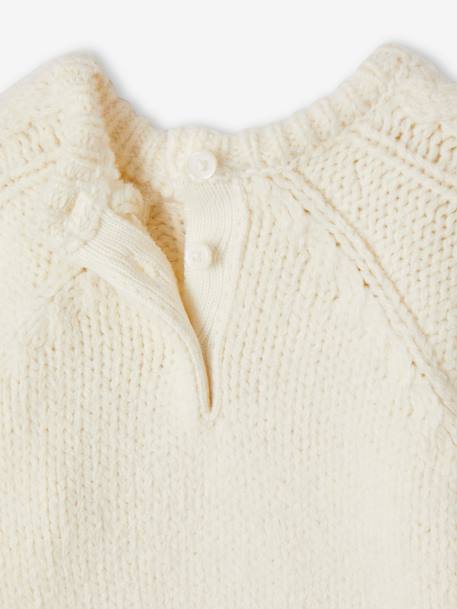 Cable Knit Jumper with Round Neckline ecru 