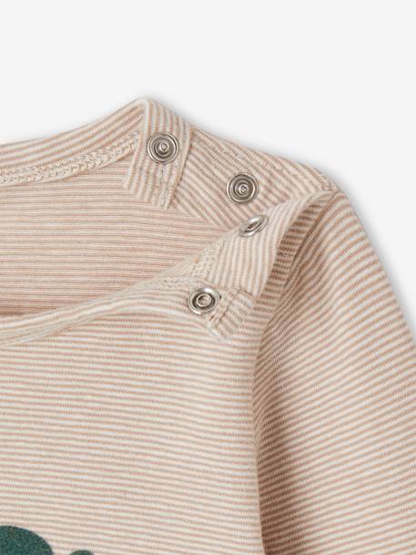 Soft Top with Thin Stripes & Press Stud Fastening on the Shoulder, for Babies cappuccino+grey blue 