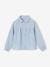 Poplin Shirt with A-Line Cut for Girls sky blue+white 