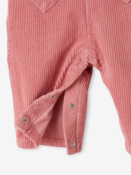 Corduroy Dungarees for Babies, Heart-Shaped Pockets dusky pink 