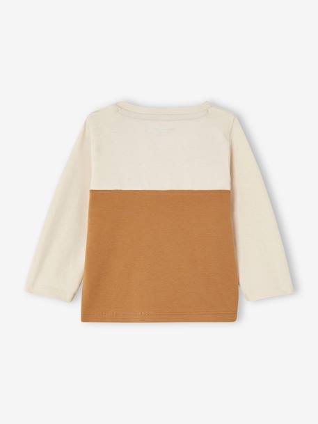 Colourblock Top in Organic Cotton for Babies fir green+pecan nut 