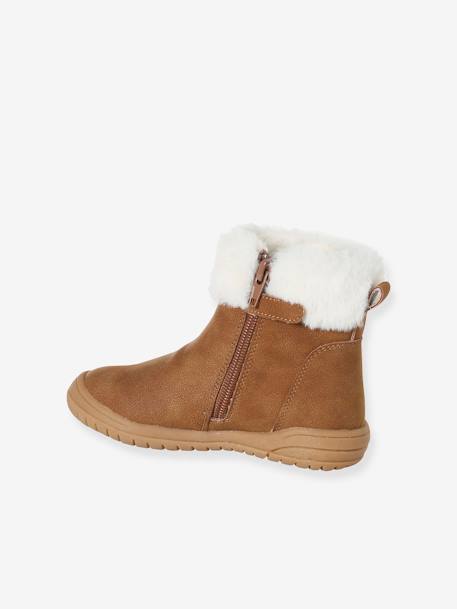 Furry Ankle Boots for Girls brown 