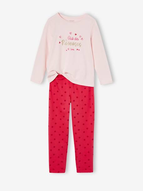 BASICS Pyjamas, 'Club des rêveuses' Glittery Inscription, for Girls raspberry pink 