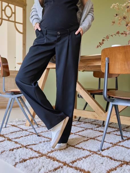 Wide Cut Urban Trousers for Maternity black+grey 