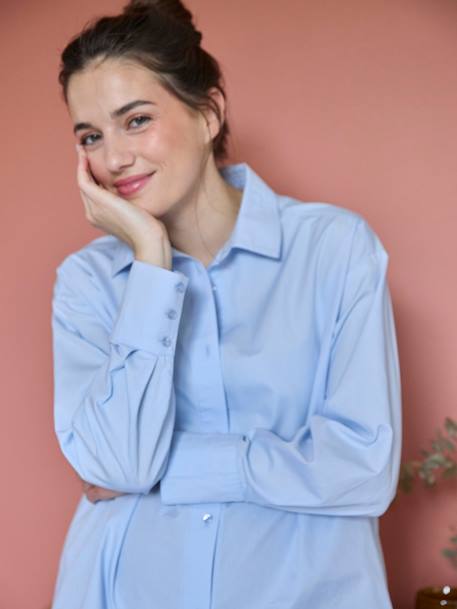 Poplin Shirt, Maternity & Nursing Special crystal blue 