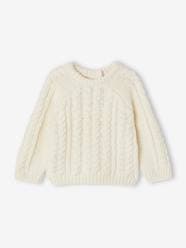 Baby-Jumpers, Cardigans & Sweaters-Cable Knit Jumper with Round Neckline