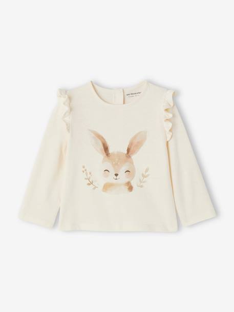 Ruffled, Printed Long Sleeve T-Shirt for Babies ecru 