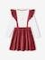 T-Shirt & Corduroy Skirt with Frilly Braces Ensemble for Girls plum 