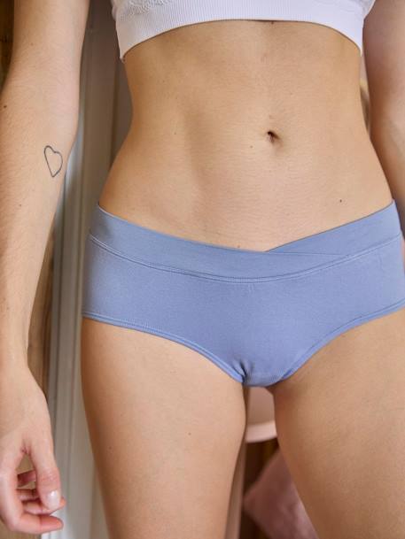 Pack of 3 Seamless Shorties in Microfibre for Maternity BLACK DARK SOLID+grey blue+pale pink 