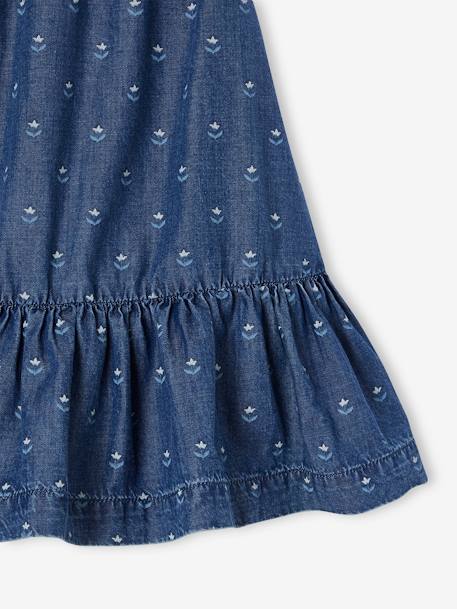 Ruffled Mid-Length Skirt in Light Denim, for Girls medium blue 