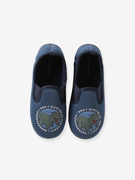 Elasticated Slippers in Canvas for Children marl grey+night blue+printed blue 