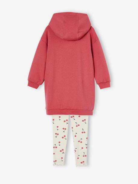 Hooded Dress in Fleece & Leggings for Girls rose 