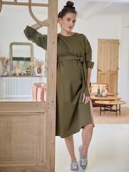 Maternity-Dresses-Fleece Dress with Belt for Maternity